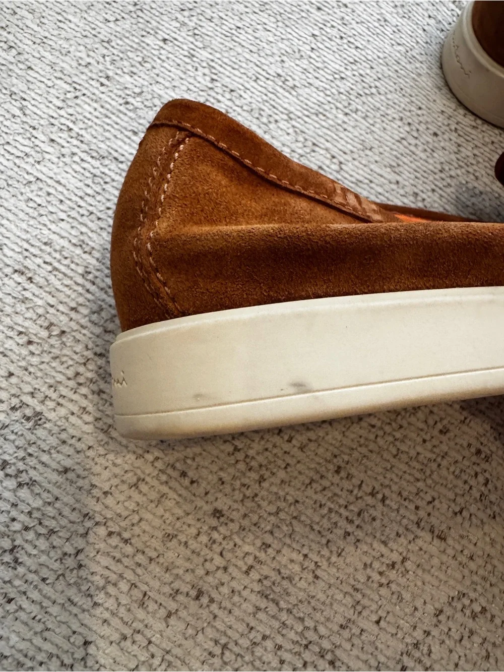 Santoni Men's Tan Suede Slip-On Loafers Size 9 New with Box (no lid) and COA